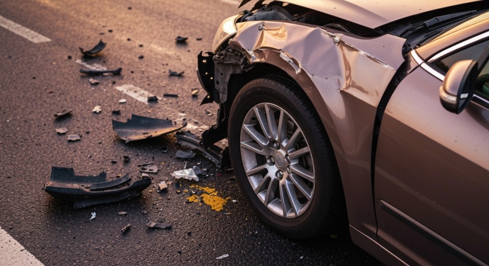 Subaru w opałach na S6: Kierowca uderzył w bariery, na szczęście bez ofiar